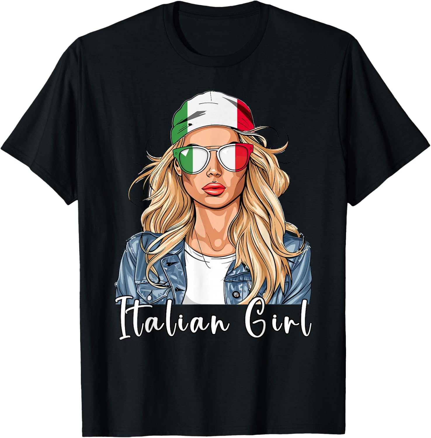 Italian Flag Souvenirs Woman Girl Products Italy T-Shirt - T-Shirt | Black