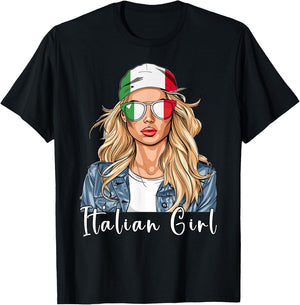 Italian Flag Souvenirs Woman Girl Products Italy T-Shirt - T-Shirt | Black