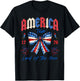 America Tour 1776 Coquette Bow Freedom Patriotic 4th Of July T-Shirt - T-Shirt | Black