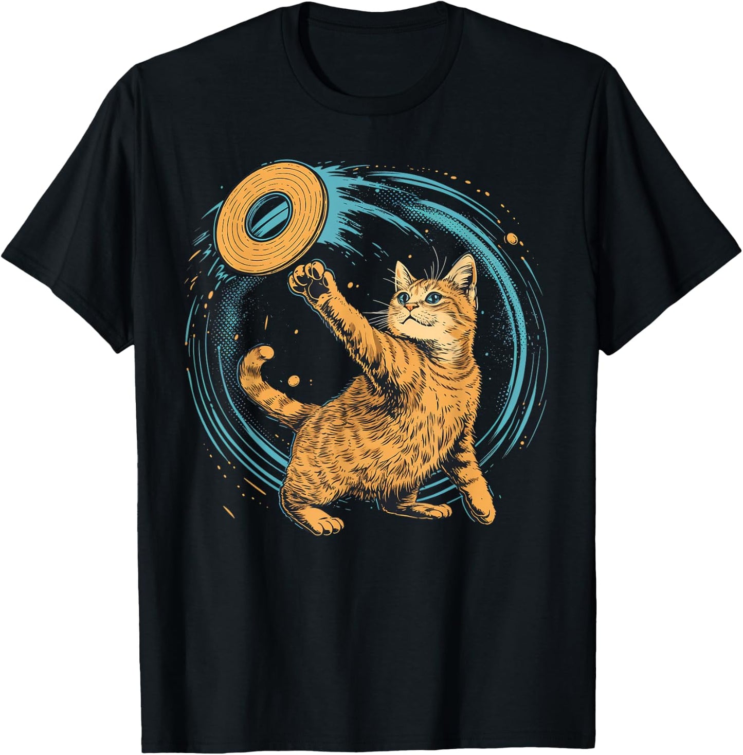 Disc Golfer Cat on Disc Golf Women Kids T-Shirt - T-Shirt | Black