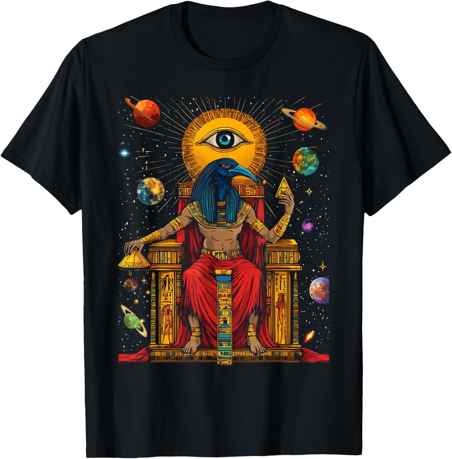 Thoth Egyptian God Egyptian Mythology Pyramid Ancient Egypt T-Shirt - T-Shirt | Black