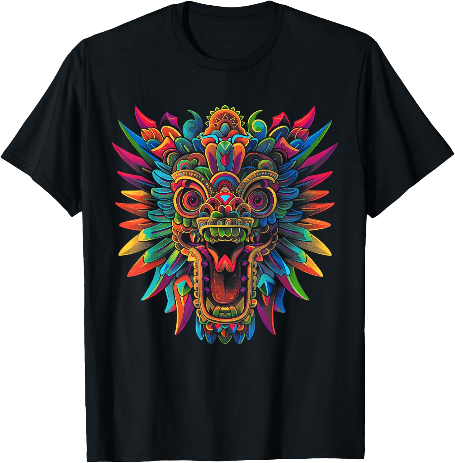 Quetzalcoatl Aztec God Mythology Mayan Inca Popart T-Shirt - T-Shirt | Black