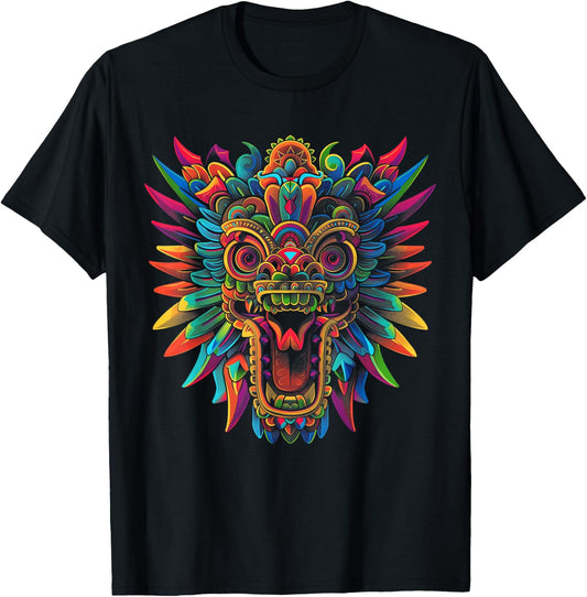 Quetzalcoatl Aztec God Mythology Mayan Inca Popart T-Shirt - T-Shirt | Black