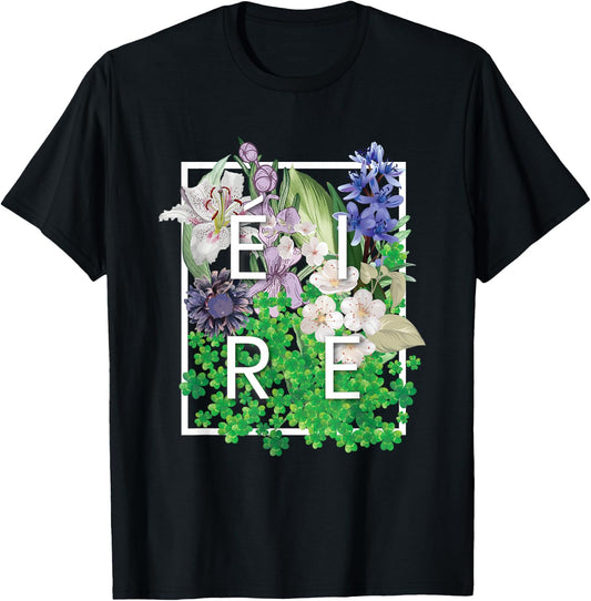 Flowers of Ireland Word Art - Irish Pride T-Shirt - T-Shirt | Black