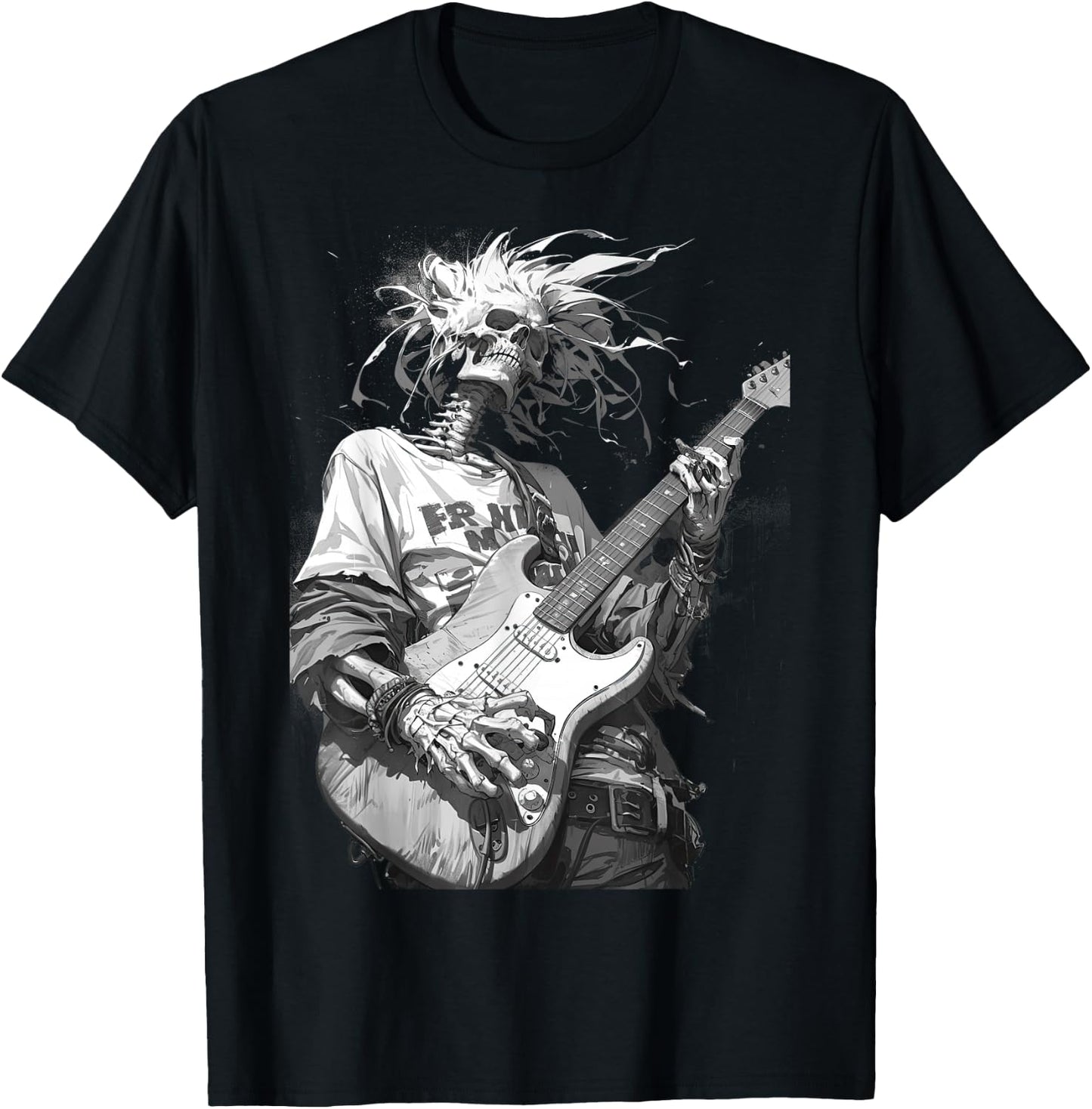 Skeleton playing guitar ,Rock Star Shredding Guitar T-Shirt - T-Shirt | Black