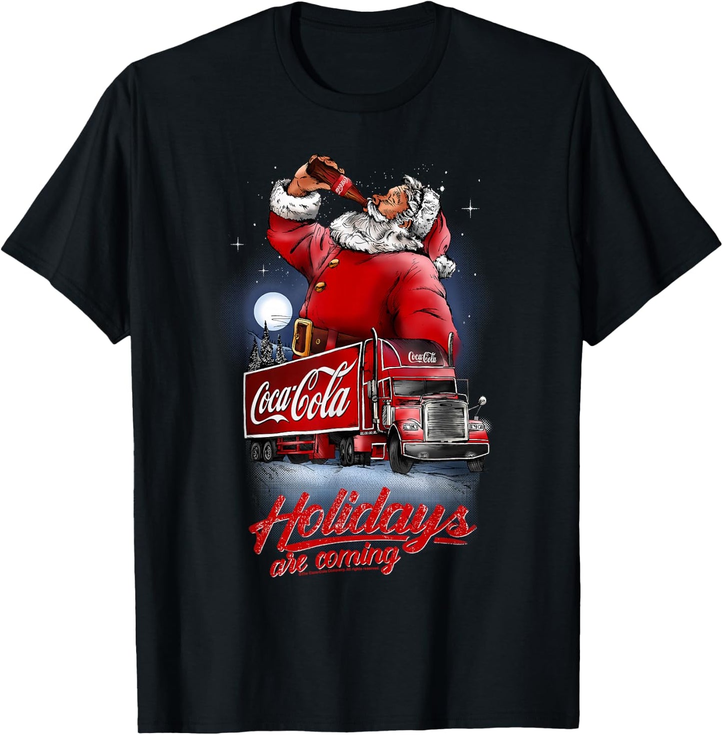 Coca Cola Santa And Truck Holidays Are Coming T-Shirt - T-Shirt | Black