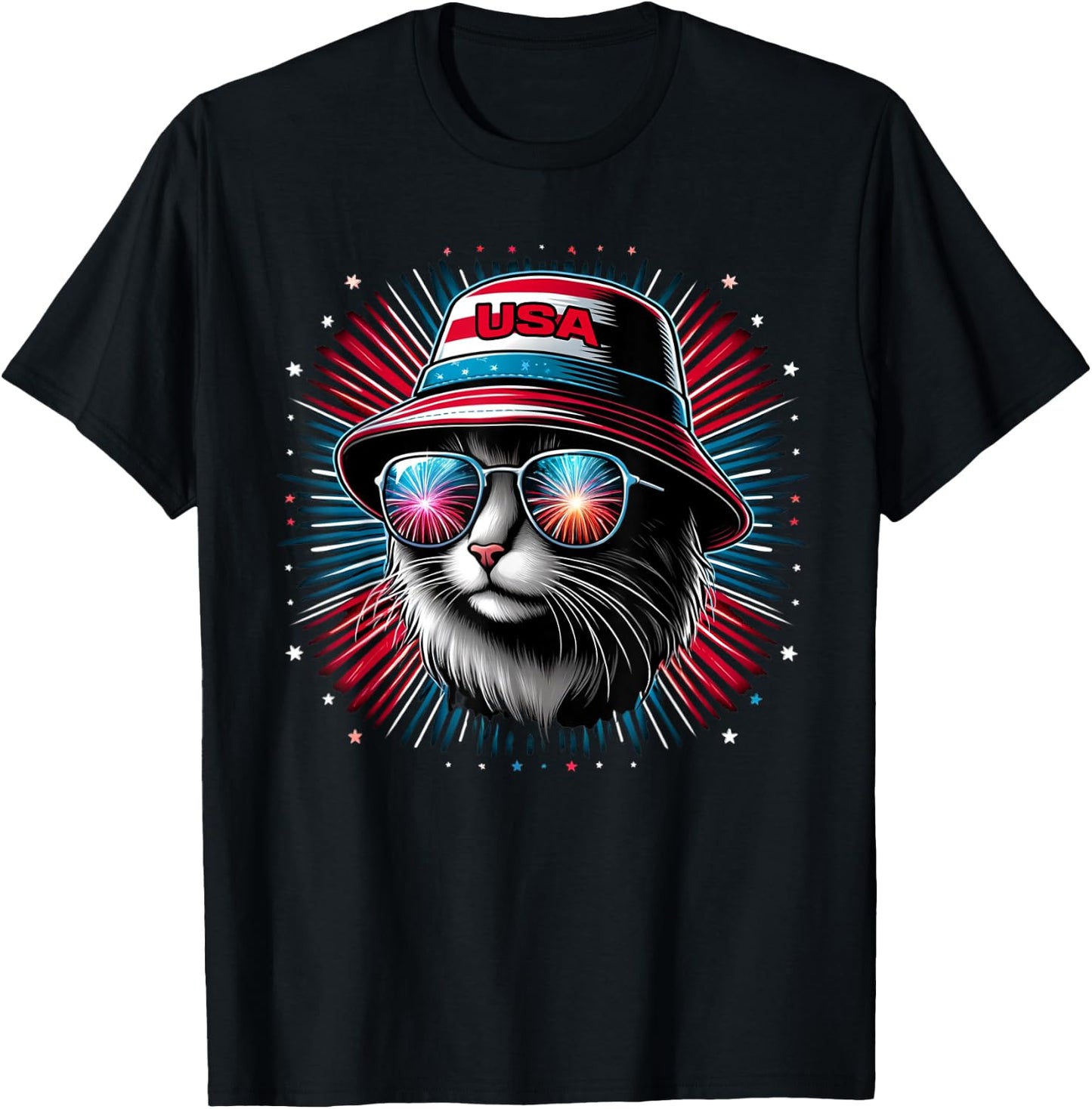 Women Ameowica Funny Patriotic Cat Meowica 4th of July T-Shirt - T-Shirt | Black