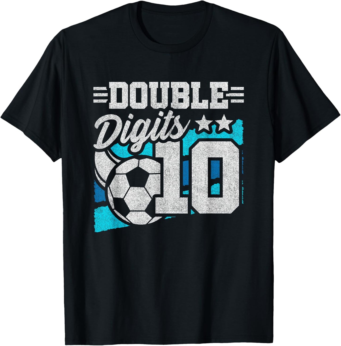 Double Digits 10th Birthday Soccer 10 Year Old Boy Birthday T-Shirt - T-Shirt | Black