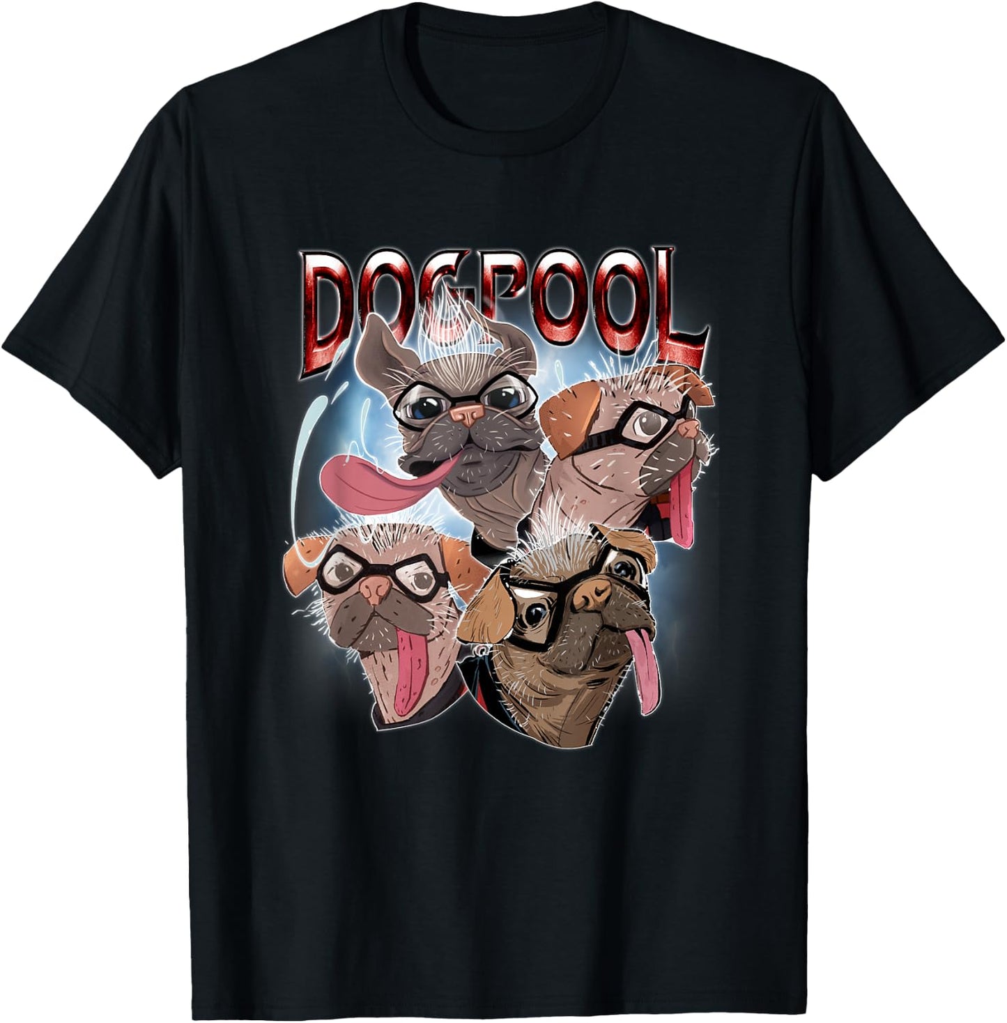 Marvel Deadpool & Wolverine Dogpool Sketchy Hero Faces T-Shirt - T-Shirt | Black