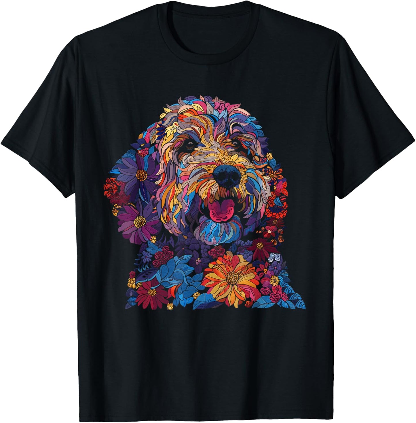 Goldendoodle Dog Lover Vintage Flower Golden Doodle Mom Dad T-Shirt - T-Shirt | Black