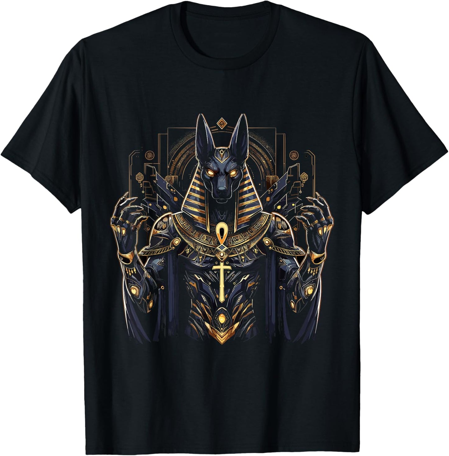 Anubis Ancient Egyptian Hieroglyphics Egypt Pharaoh Anpu T-Shirt - T-Shirt | Black