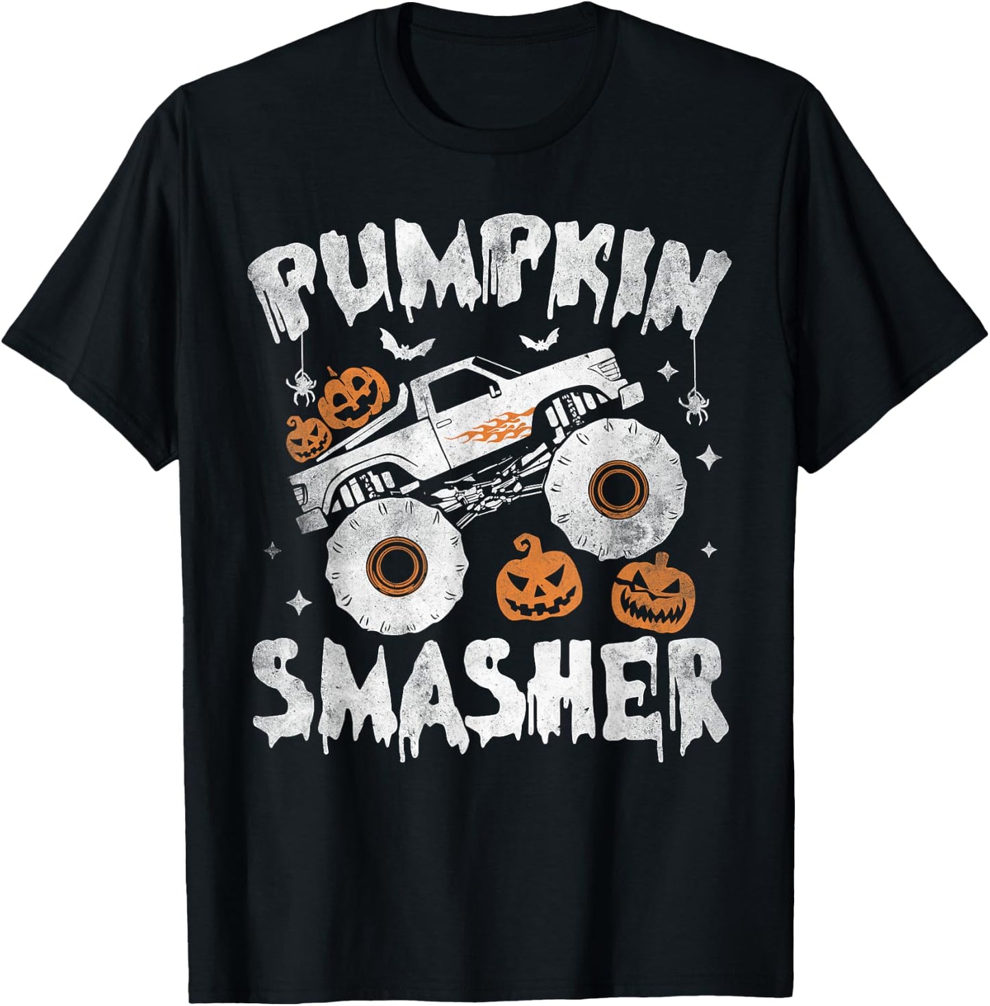 Pumpkin Smasher Toddler Halloween For Monster Truck Lover T-Shirt - T-Shirt | Black