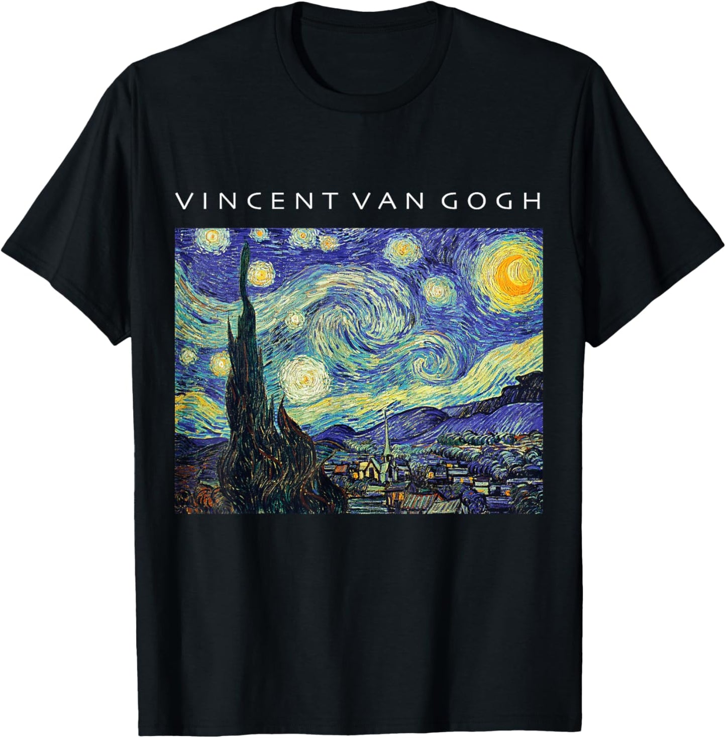 Vincent Van Gogh Starry Night Painting Art Shirt T-Shirt - T-Shirt | Black