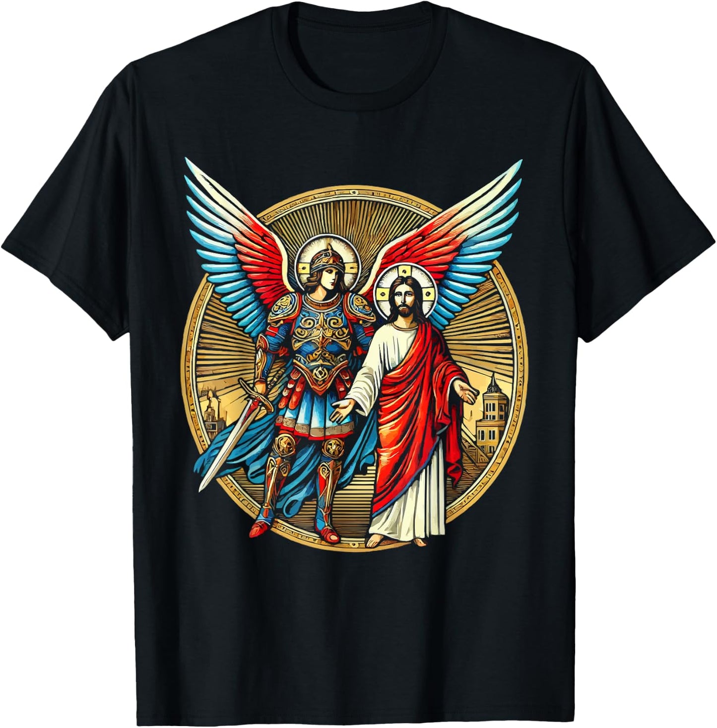 Archangel Gabriel Catholic Christianity Guardian Angel T-Shirt - T-Shirt | Black
