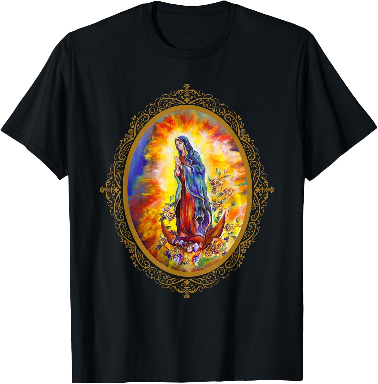 Our Lady of Guadalupe by Amberose Marie Art T-Shirt - T-Shirt | Black