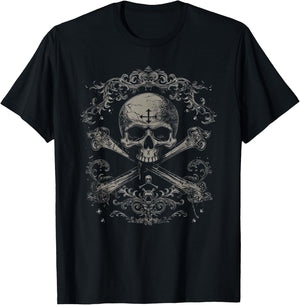 Skull & Crossbones, Pirate Vintage T-Shirt - T-Shirt | Black