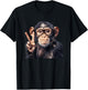 Funny Monkey Wearing Glasses Peace Sign T-Shirt - T-Shirt | Black
