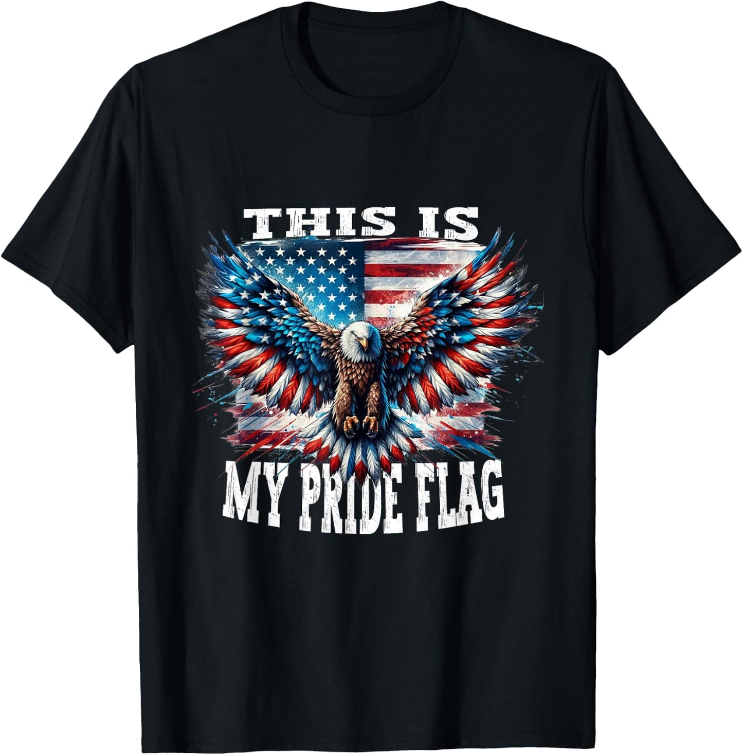 USA Patriotic American Flag USA Eagle Flag 4th of July T-Shirt - T-Shirt | Black
