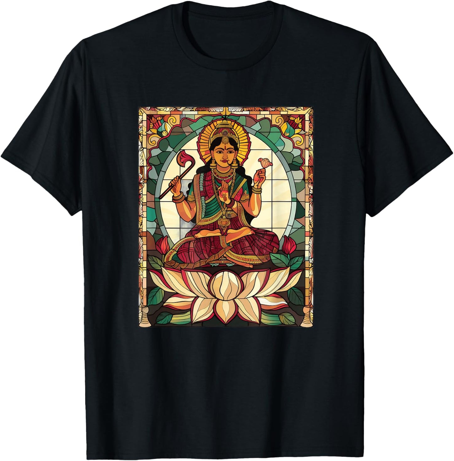 Saraswati Stained Glass T-Shirt - T-Shirt | Black