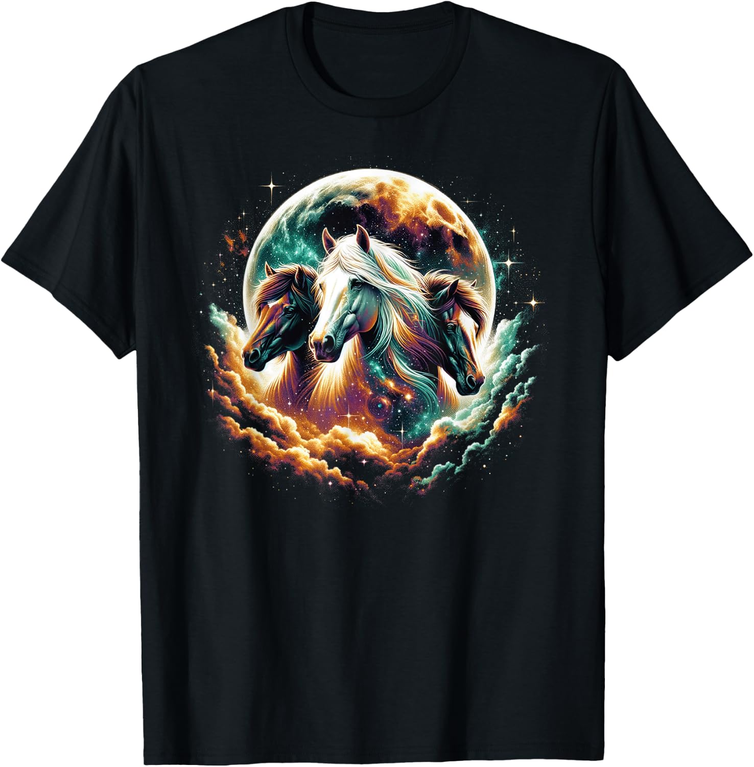 Horse Shirts Teen Girls Horses Moon Graphic T-Shirt - T-Shirt | Black