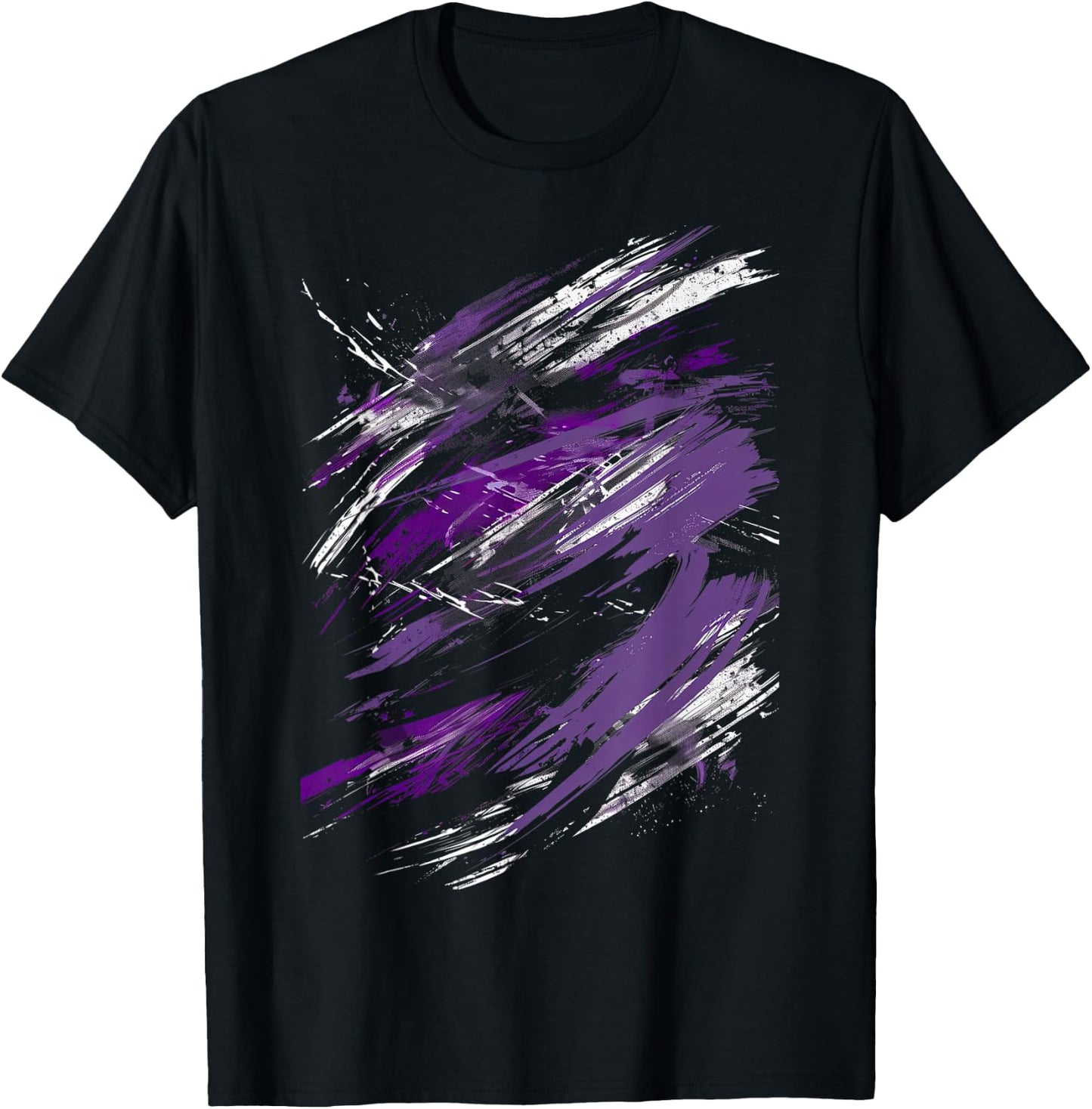 Purple and Black Dynamic Design Graphic T-Shirt - T-Shirt | Black