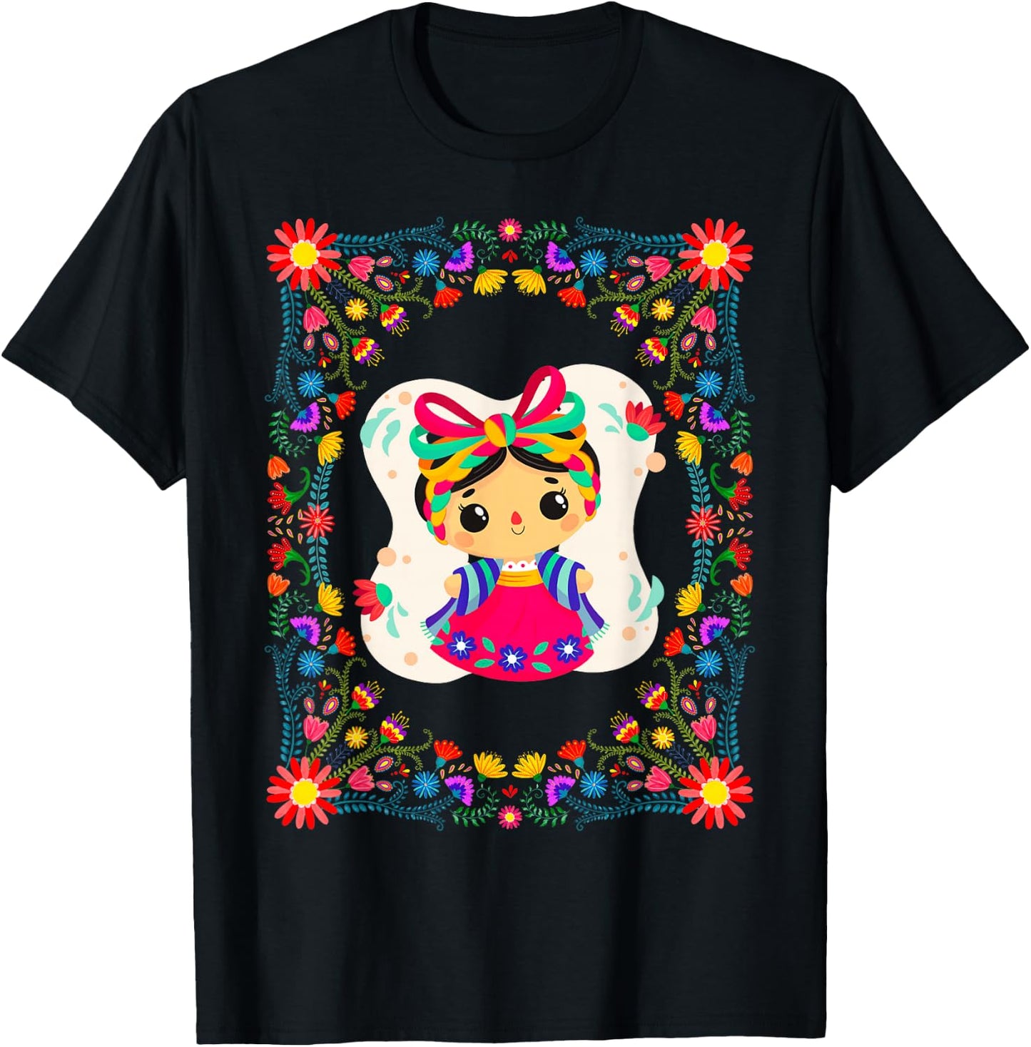 Muñecas Lele Mexicanas "LeLe" Handmade Mexican Dolls T-Shirt - T-Shirt | Black