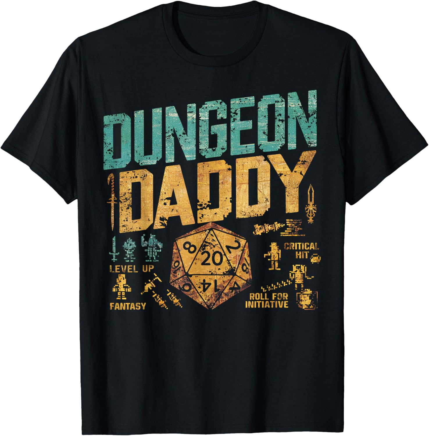 Retro Dungeon Daddy for Father, Fathers Day T-Shirt - T-Shirt | Black