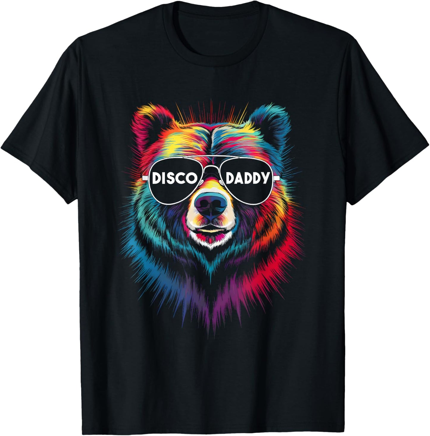 Disco Daddy Fun Disco Bear Graphic for Music Lovers T-Shirt - T-Shirt | Black
