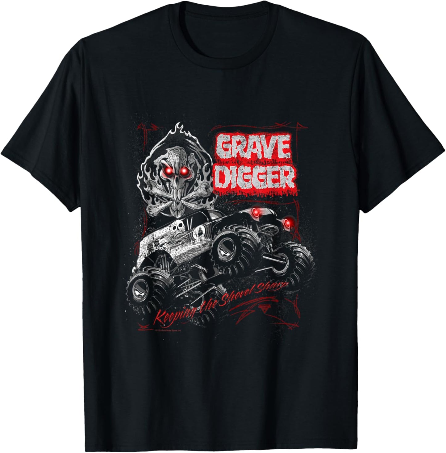 Monster Jam Grave Digger Red Eyes Truck T-Shirt - T-Shirt | Black