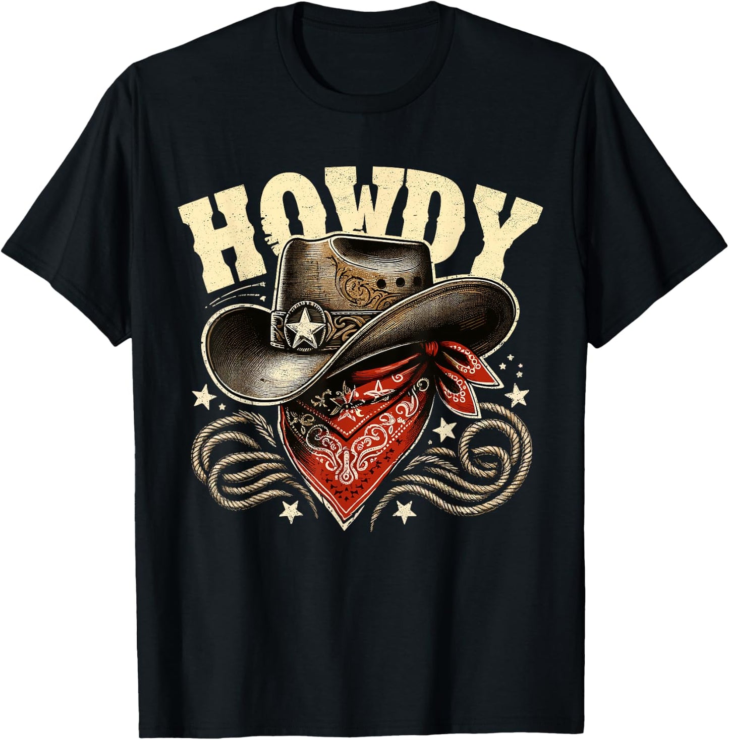 Howdy Cowboy Hat Western Rodeo T-Shirt - T-Shirt | Black