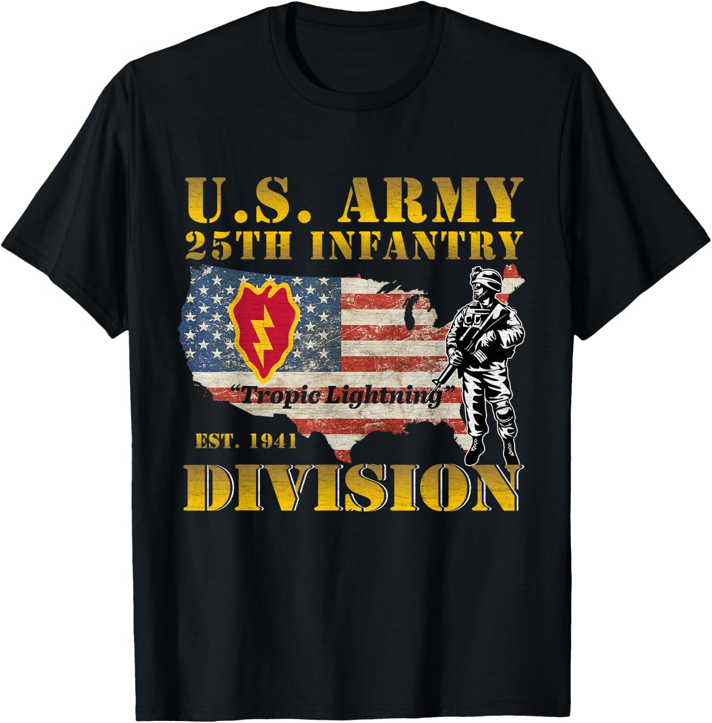 Tropic Lightning 25th Infantry Division Hawaii Gifts T-Shirt - T-Shirt | Black