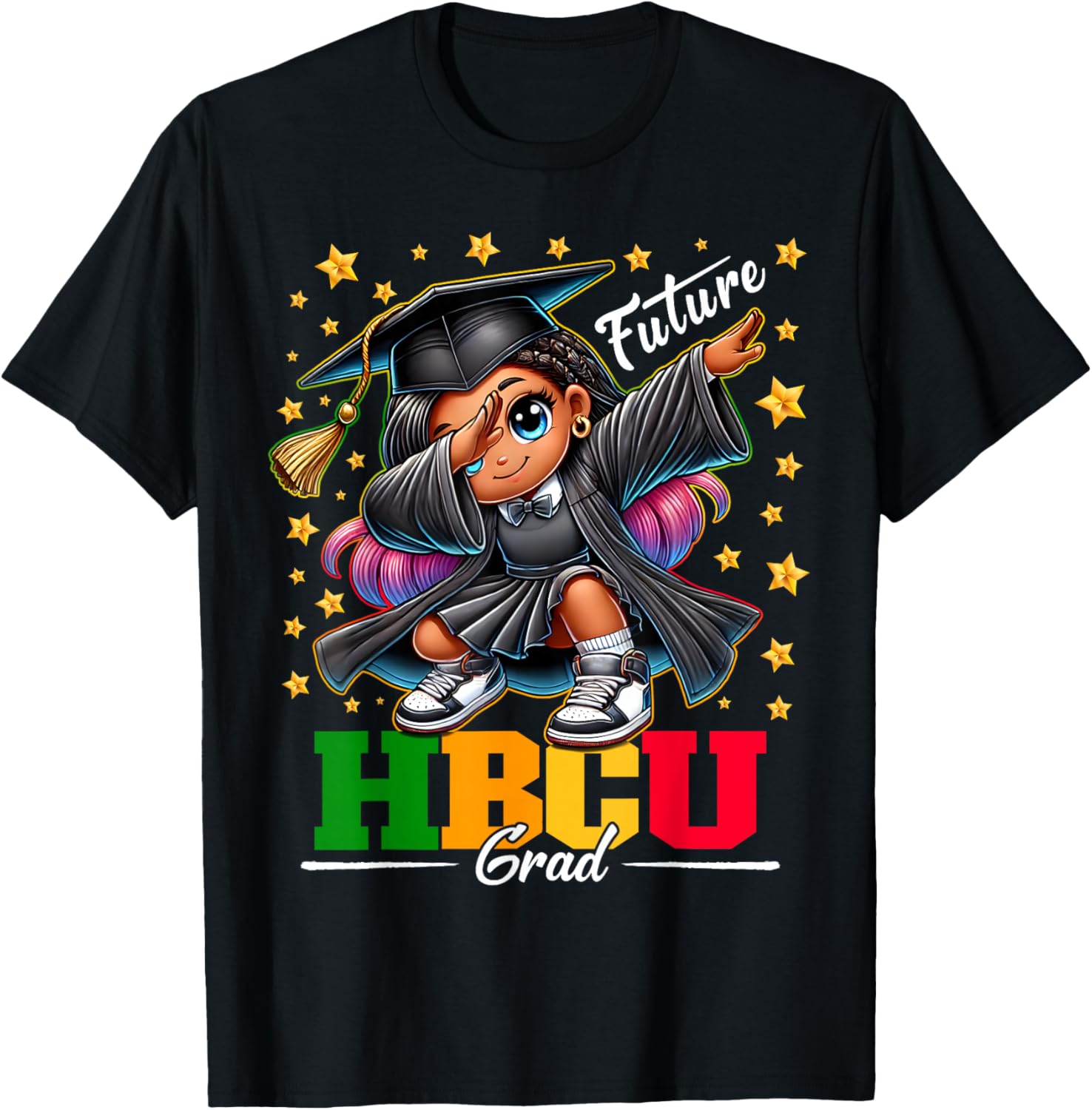 Proud Historical Black Colleges and Universities Future HBCU Grad Dabbing Girl Graduation for Girls Kids - Black - Small T-Shirt - T-Shirt | Black