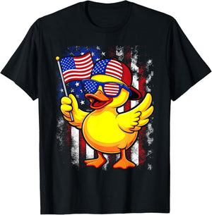 4th Of July Patriotic Rubber Duck USA Flag Funny Duck T-Shirt - T-Shirt | Black