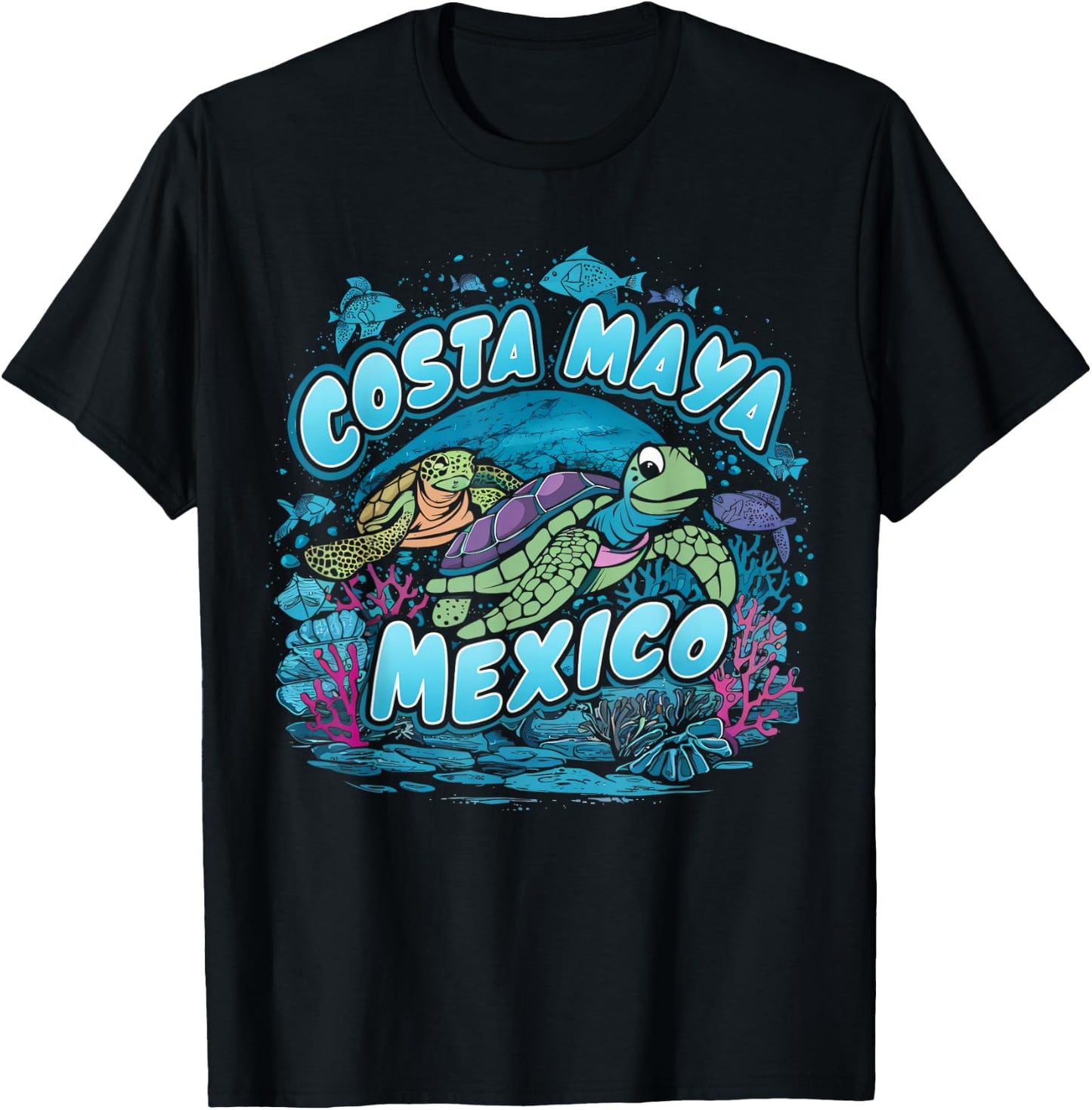 Costa Maya Mexico Turtle Vacation Souvenir Beach T-Shirt - T-Shirt | Black