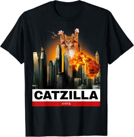 CATZILLA - Funny Kitty for Cat lovers to Halloween T-Shirt - T-Shirt | Black