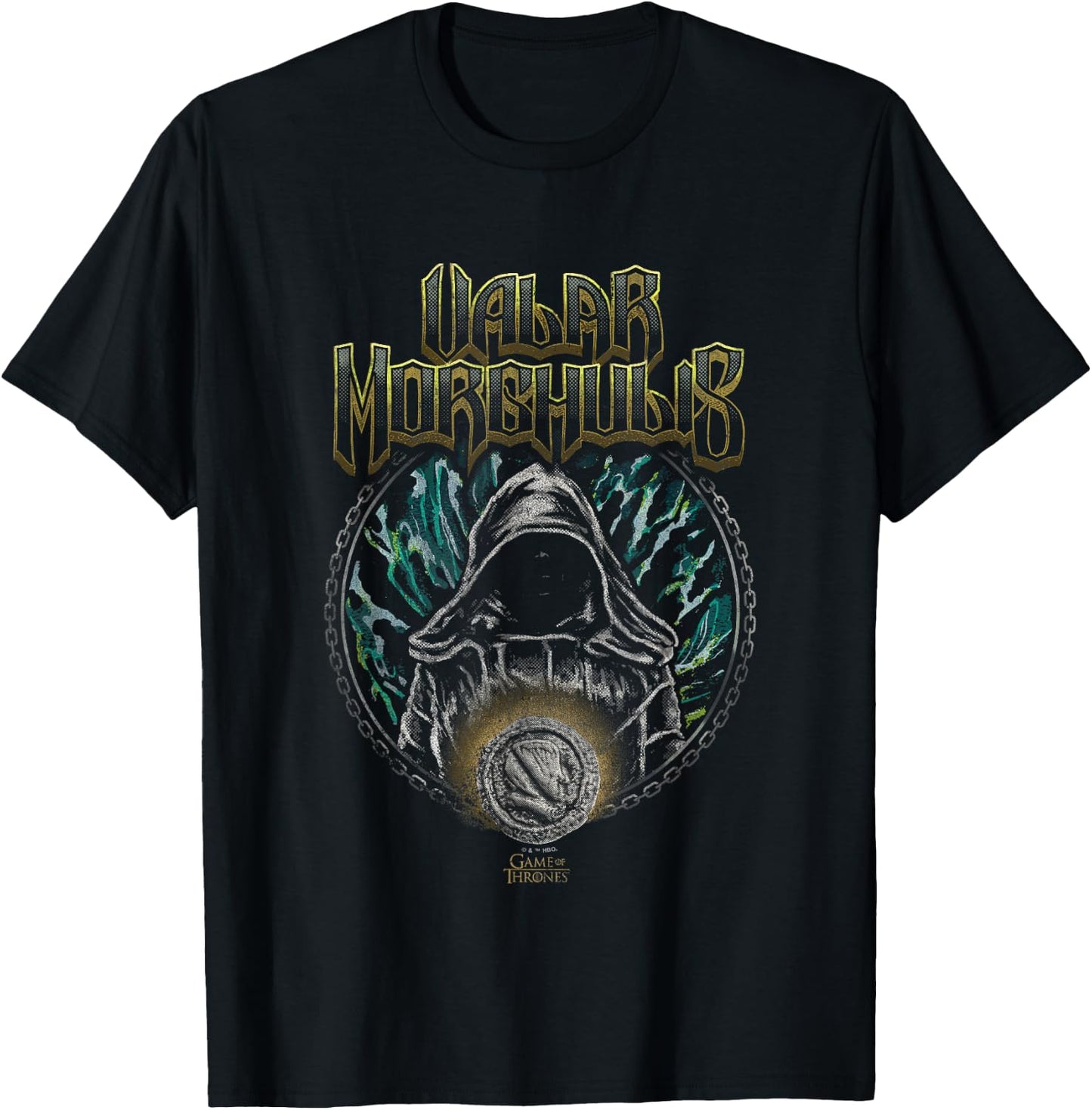 Game Of Thrones Valar Morghulis Faceless Man Retro Badge T-Shirt - T-Shirt | Black