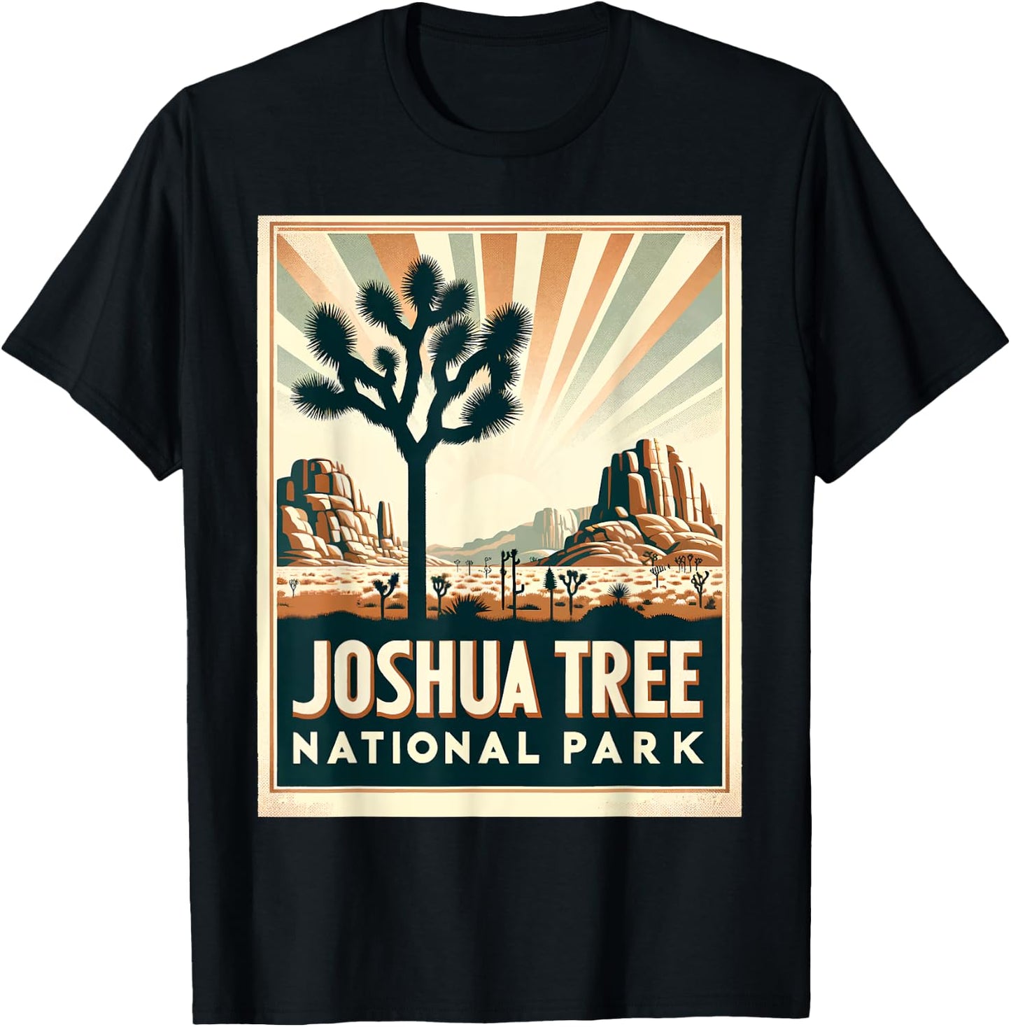 Joshua Tree National Park Vintage Hiking Camping Outdoor T-Shirt - T-Shirt | Black