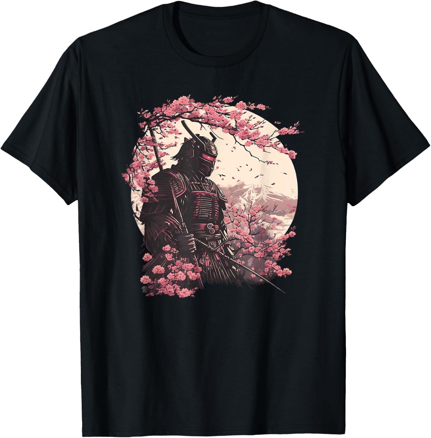 Aesthetic Vintage Samurai Japanese Art Samurai Retro cherry T-Shirt - T-Shirt | Black