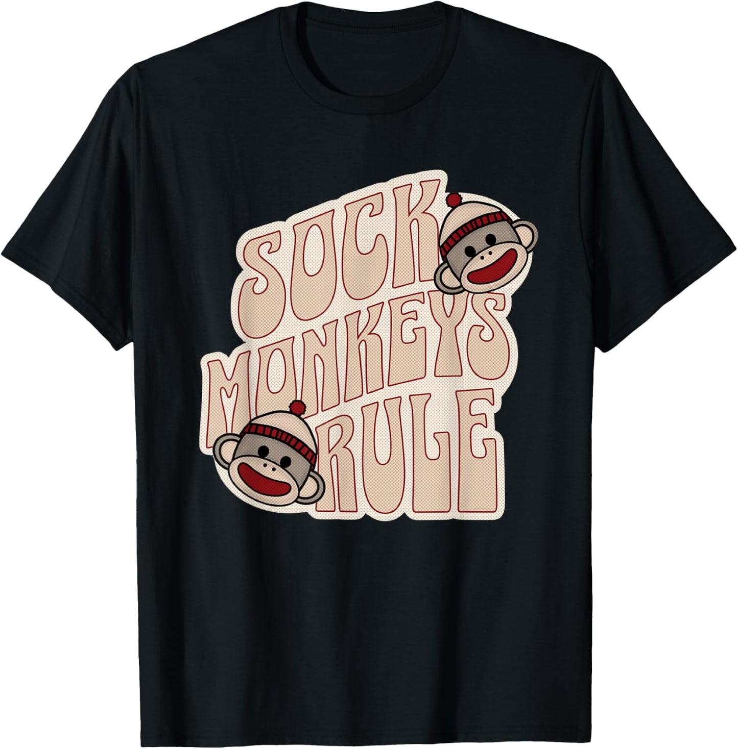 Sock Monkeys Rule Groovy Logo Vintage Sock Monkeys T-Shirt - T-Shirt | Black
