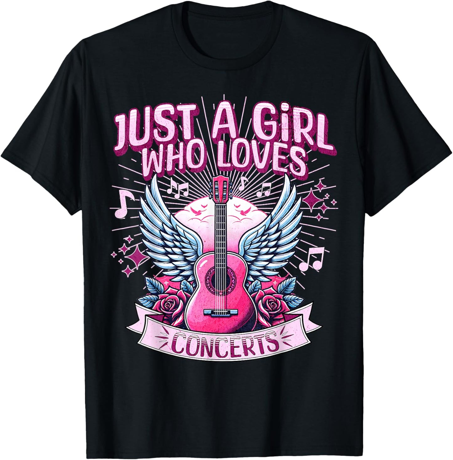 Just A Girl Who Loves Concerts Cute Rock Concert Fans T-Shirt - T-Shirt | Black