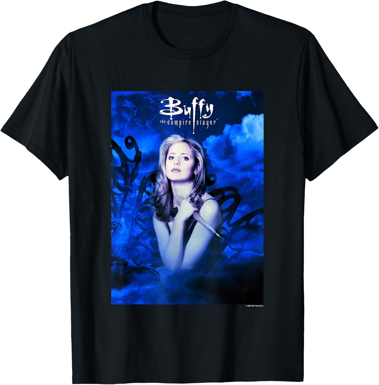 Buffy The Vampire Slayer Vintage Blue Buffy Summers Portrait T-Shirt - T-Shirt | Black