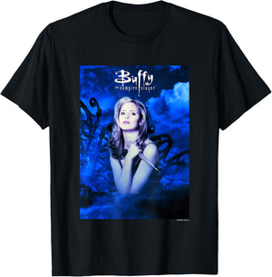 Buffy The Vampire Slayer Vintage Blue Buffy Summers Portrait T-Shirt - T-Shirt | Black