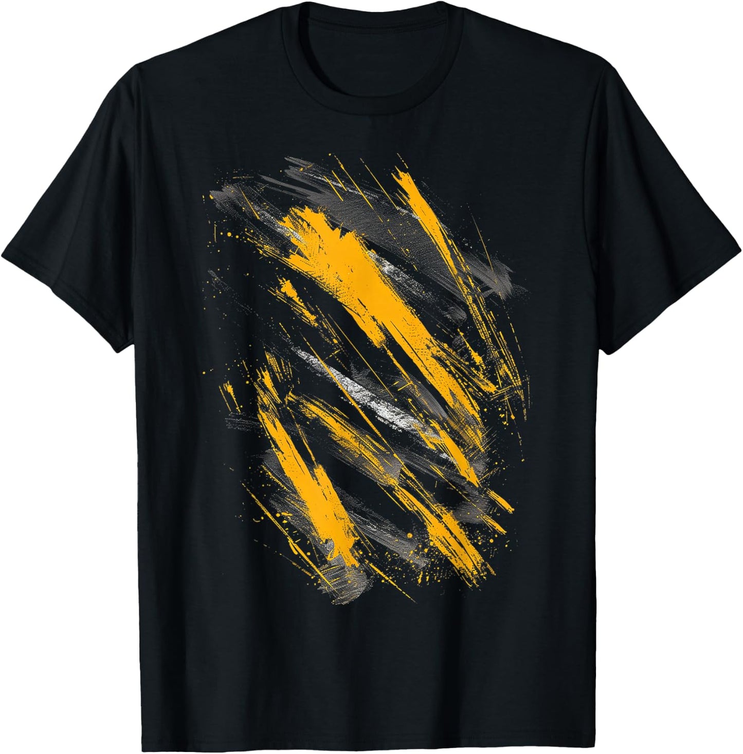 Yellow And Black Splatter Graphic T-Shirt - T-Shirt | Black