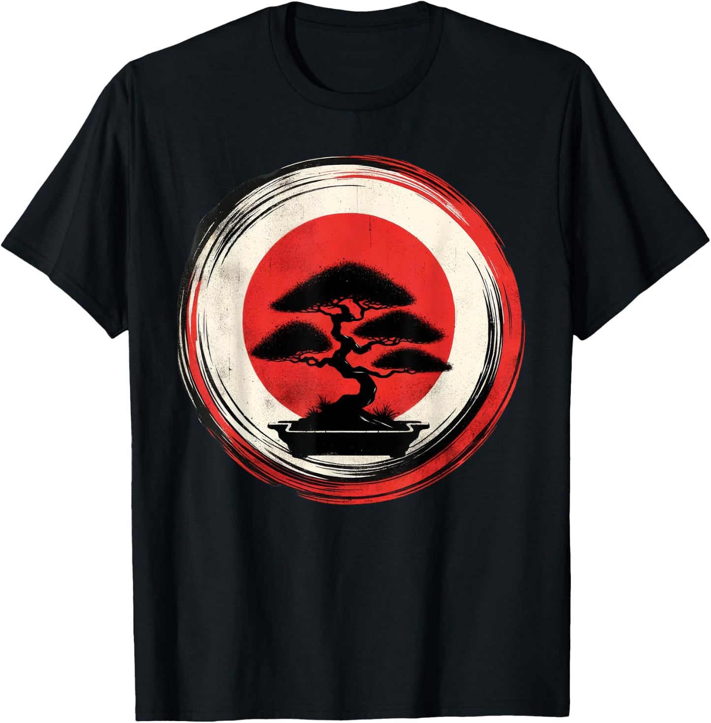 Japanese Bonsai Tree Zen Enso Circle T-Shirt - T-Shirt | Black