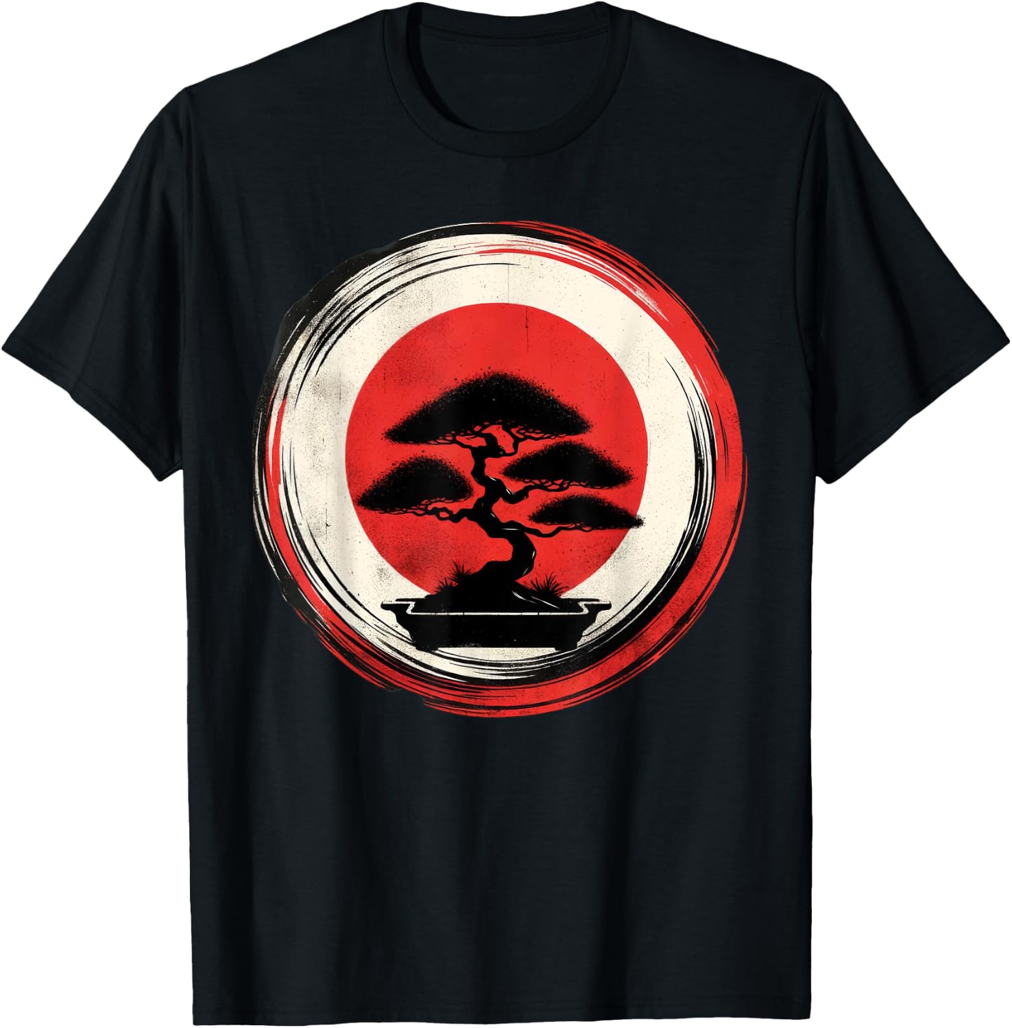 Japanese Bonsai Tree Zen Enso Circle T-Shirt - T-Shirt | Black