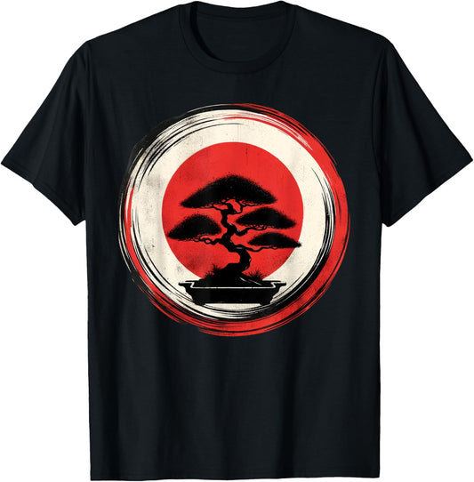 Japanese Bonsai Tree Zen Enso Circle T-Shirt - T-Shirt | Black