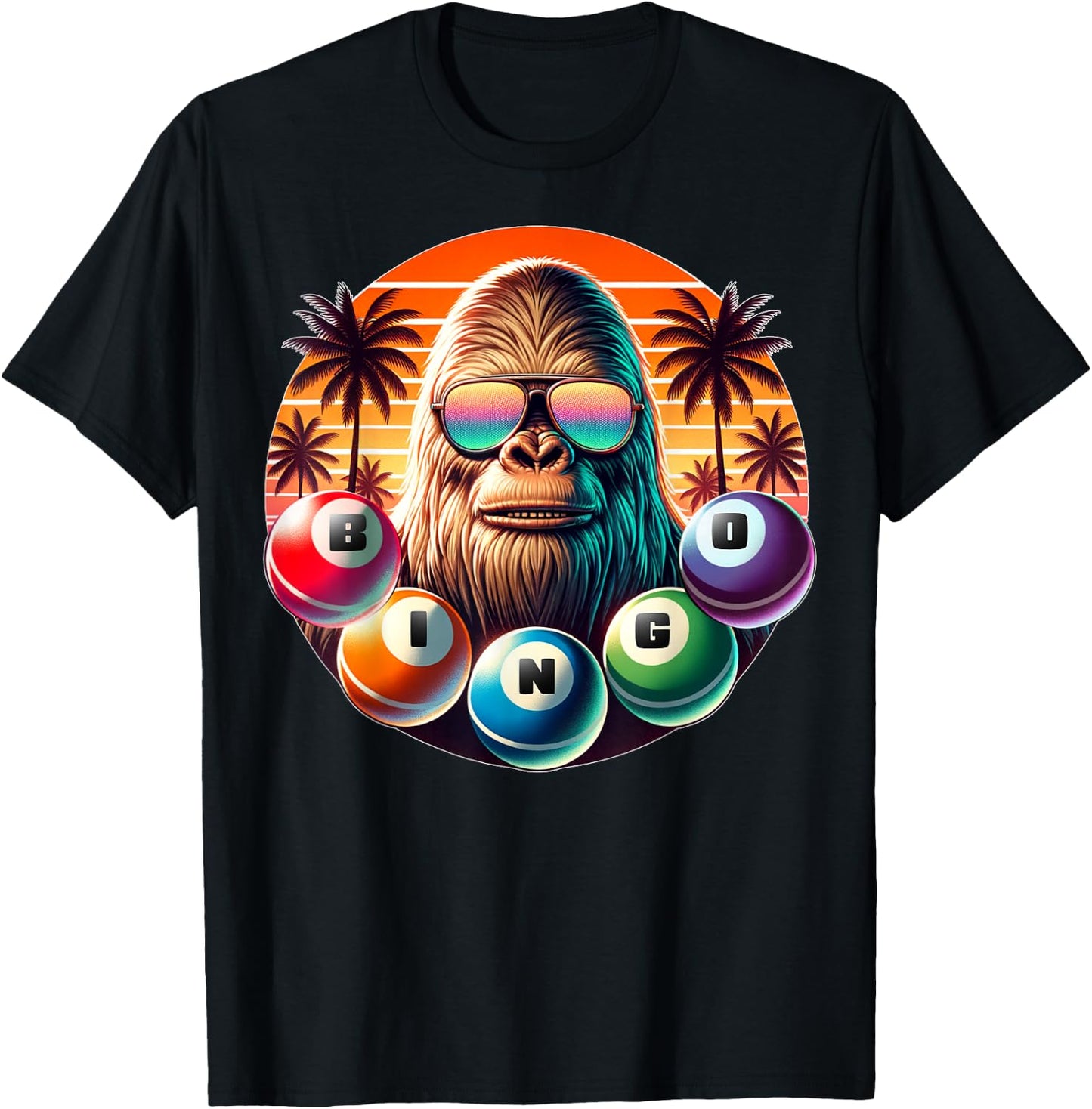 Funny Bingo Shirts Bingo Player Caller Bigfoot T-Shirt - T-Shirt | Black