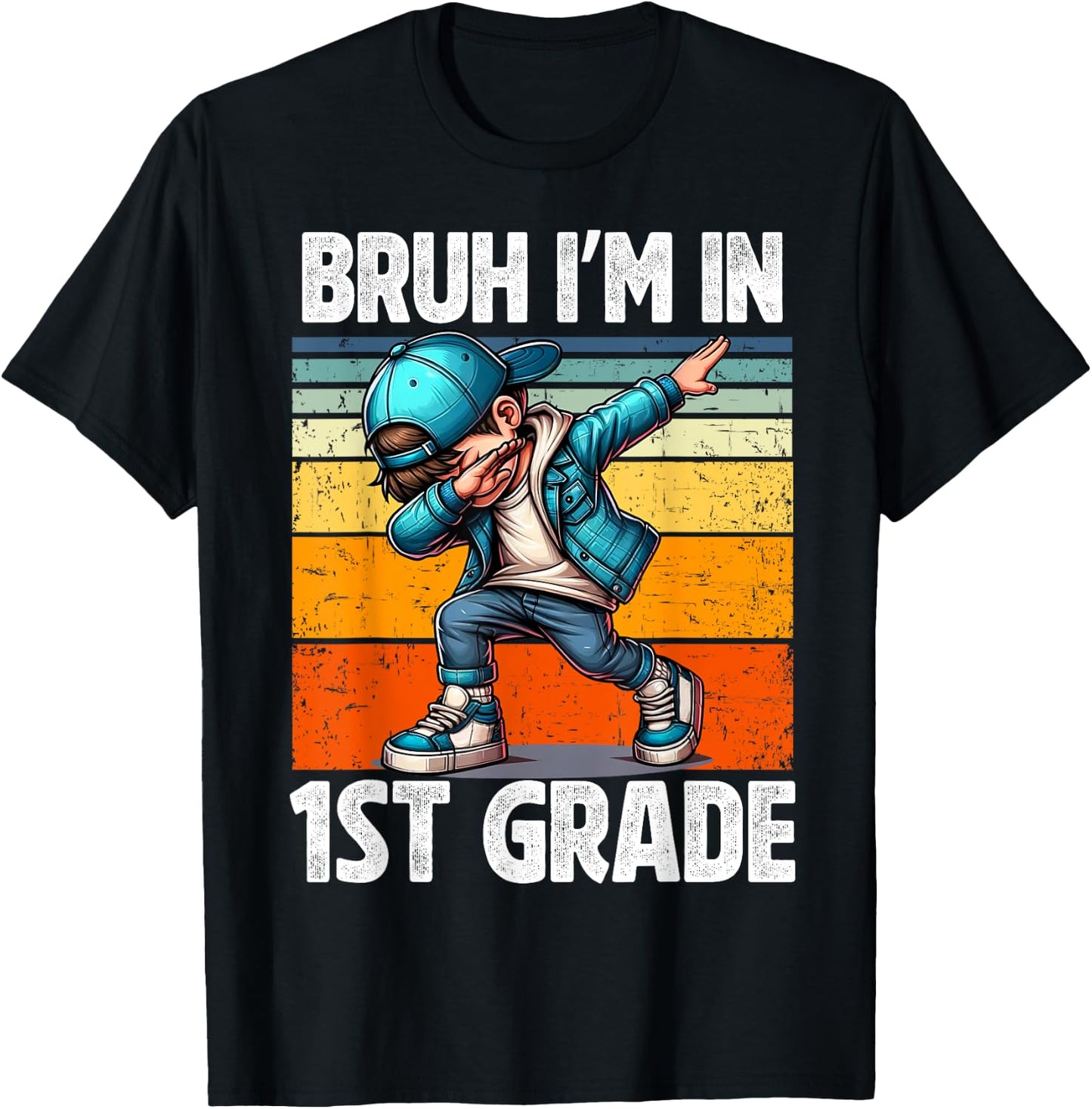 Bruh I'm in 1st Grade Student First Grade Dabbing Boy T-Shirt - T-Shirt | Black