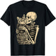 Skeleton Hugging Cat Halloween for Cat Lovers T-Shirt - T-Shirt | Black