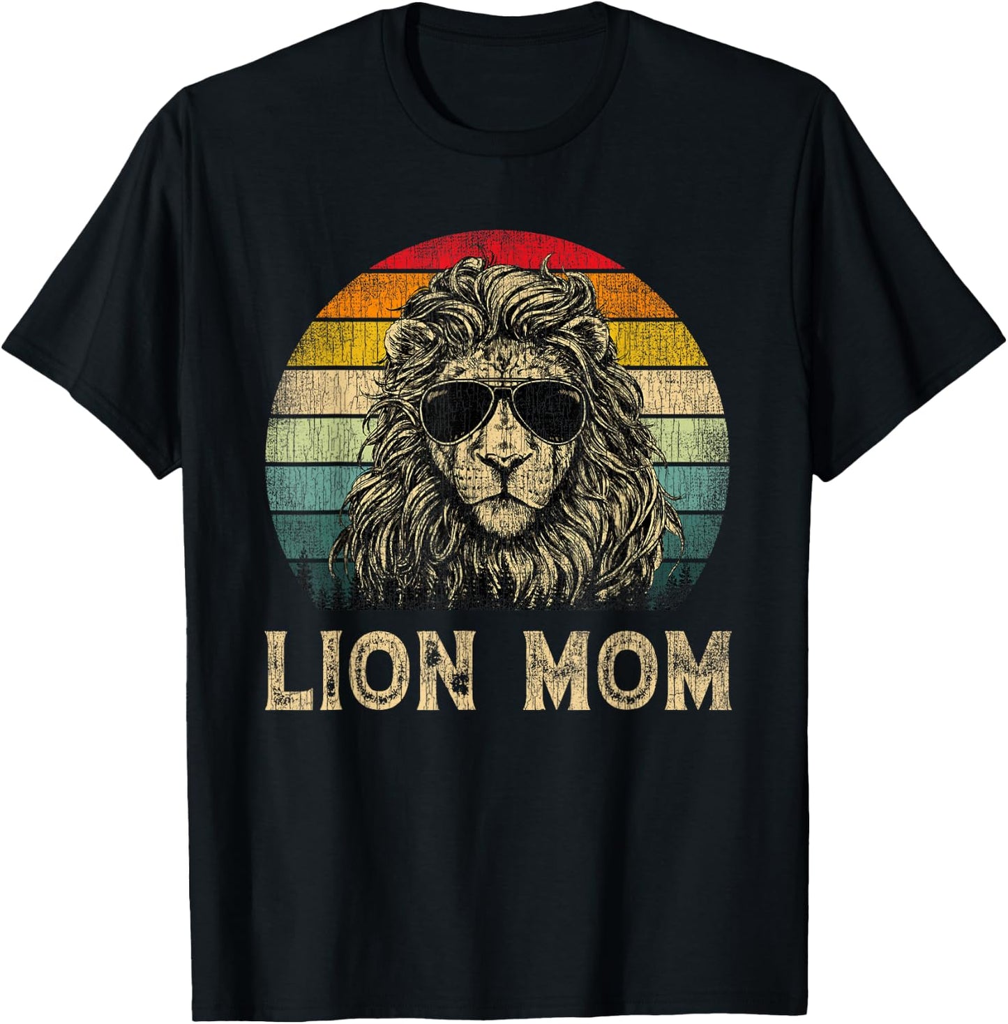 Vintage Lion Mom Lion Lovers Mommy Mother's Day T-Shirt - T-Shirt | Black